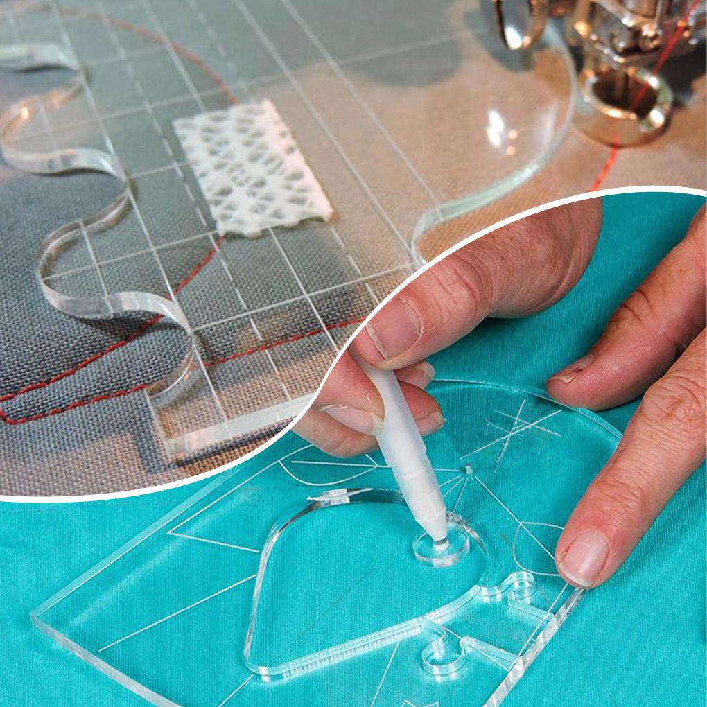 6pcs Quilting Rulers Acrylic DIY Template Gauges Sewing Machine Fabric
