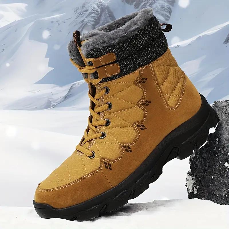 2024 Men's High Top Winter Snow Boots with Thick Sole and Plush Velvet, Large Size Casual Outdoor Footwear.