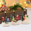 Resin Luminous Christmas Statue Snow View Santa Claus Design Christmas Street Lamp Ornament Pine Needles with Led Lights