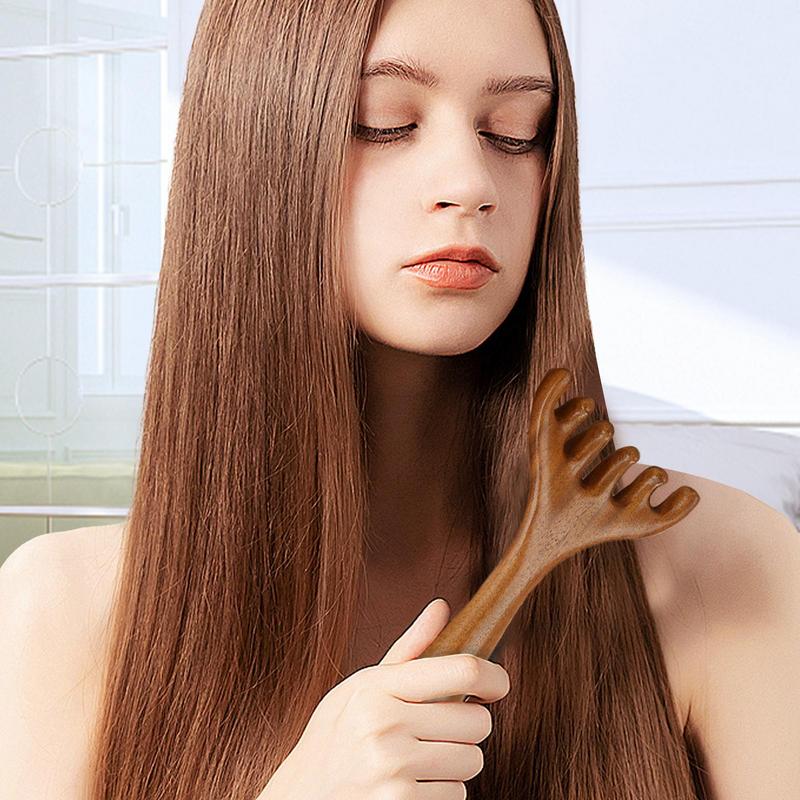 1PC New Massage Comb Head Massager Sandalwood Six Tooth Comb Wahl Comb Scalp Scraping Massager Body Massage Tool for Women Girl