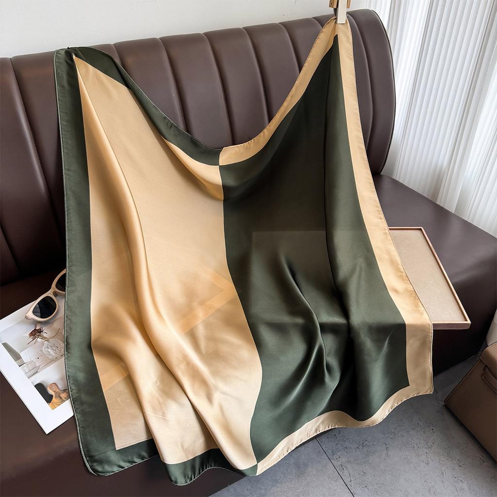 Spring style silk scarf for women, fashionable 91cm large square scarf with travel shawl, Korean style silk scarf, elegant shawl, versatile for sun pr