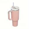 Kişiselleştirilmiş 866ML Saplı Bardak Kapaklı Pipetli 40oz Paslanmaz Çelik Su Şişesi Vakumlu Termos Bardak Seyahat Araba Kahve Kupası