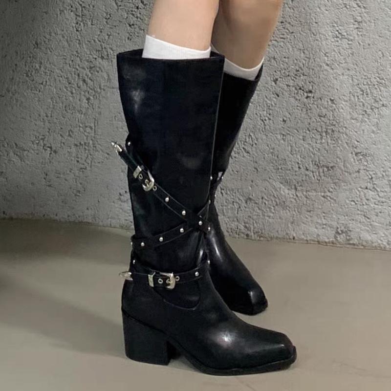 Fashion Long Boots for Women High Heels Designer Shoes Fashion Dress Goth Chelsea Boots Winter Woman Pumps 2025 New Chunky Mujer Botas