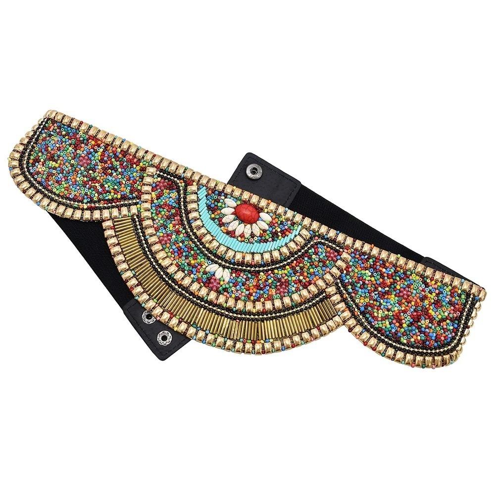 Adjustable Bohemian Women Belt Shining Ethnic Beaded Waistband  Body Jewelry for Holiday