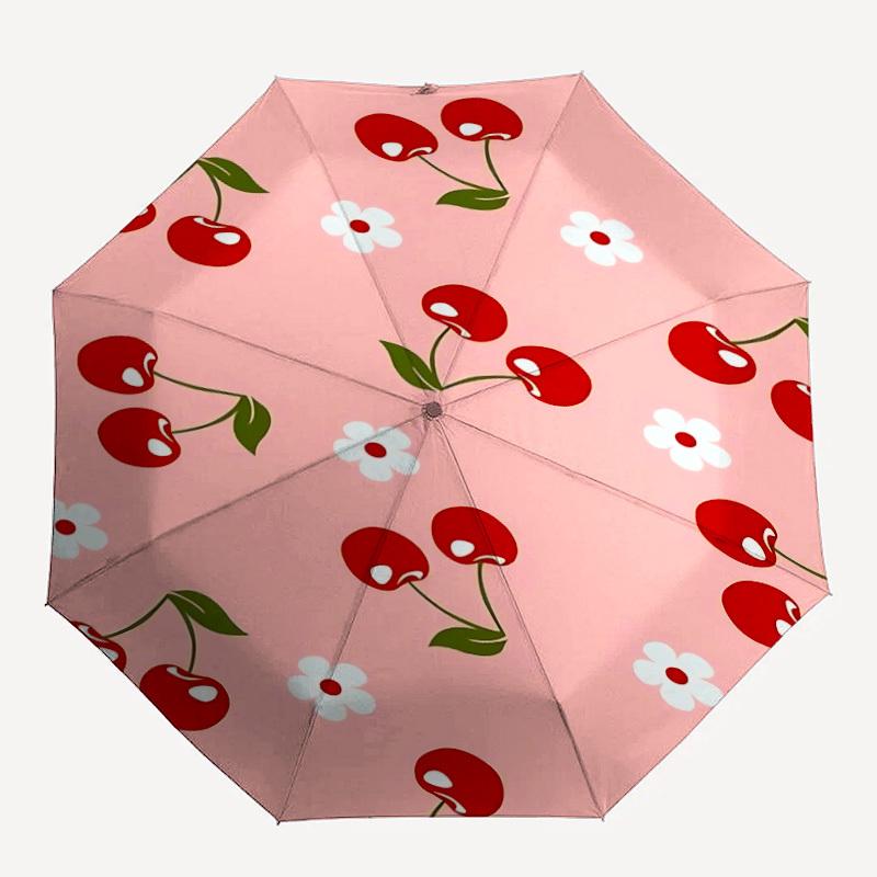 1pz Ombrello Pieghevole Automatico Apri/Chiudi alla Moda Rosa Ciliegia con 8 Stecche, Portatile Antivento, Uso Quotidiano134
