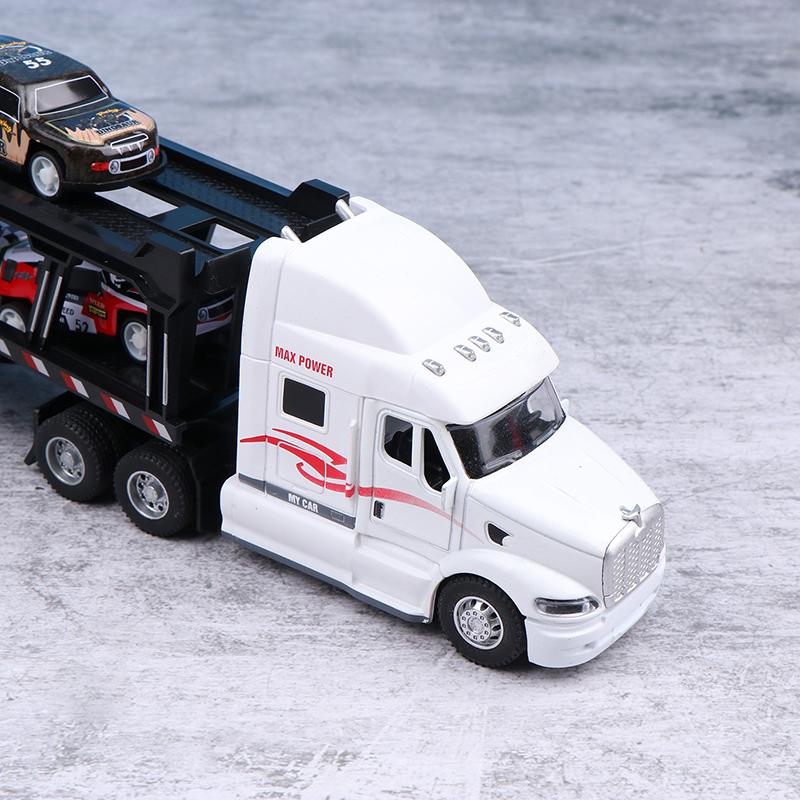 Alloy American Big Truck With 6Pcs Mini Metal Alloy Diecast Car Model Scale Toys Vehicles Carrier Truck For Kids