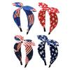 Women Headband USA Flag Independence Day Theme Three-Dimensional Rabbit Ear Bow Shape Headband Sponge Filling Non-Slip Hair Hoop