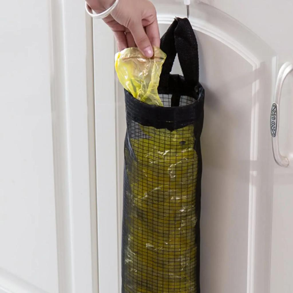 1/3/5pcs- Hanging Garbage Bag Storage BagPlastic Bag Holder Mesh Hanging StorageDispensers Foldable Washable Hanging Garbage Bag