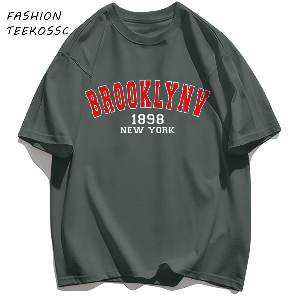 Brooklyn 1898 New York Men Basics TShirt Casual AllMatch Short Sleeve Cotton Oversized Sportswear Summer Crewneck T Shirts