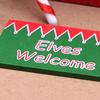 Yousheng 1 Set Christmas Mini Elf Door Decoration Wooden Fairy Garden Tiny Gnome Door Figurine Statue Miniature Xmas Scene Model Ornament