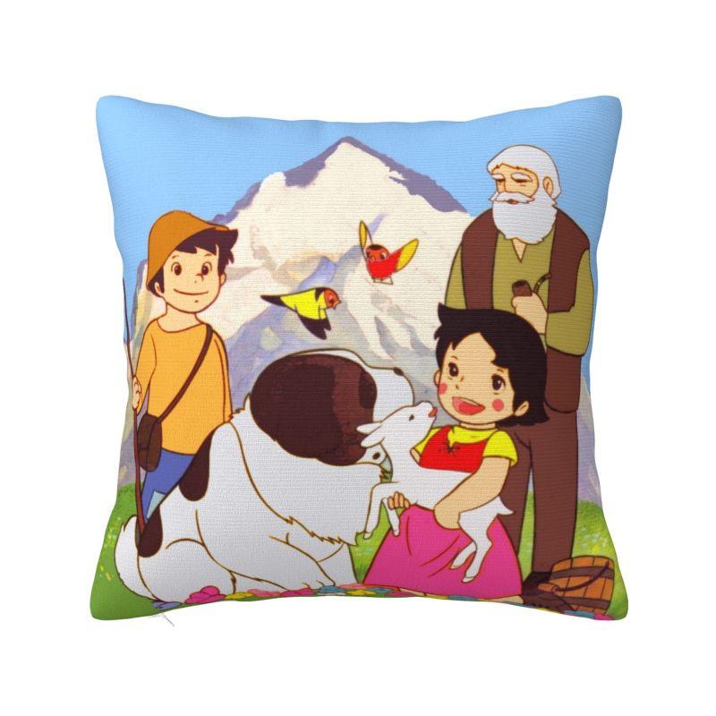 Heidi Peter And Grandpa Family Cushion Cover Soft Alps Mountain Pillow Case Sofa Car Square Pillowcase Living Room Decoration