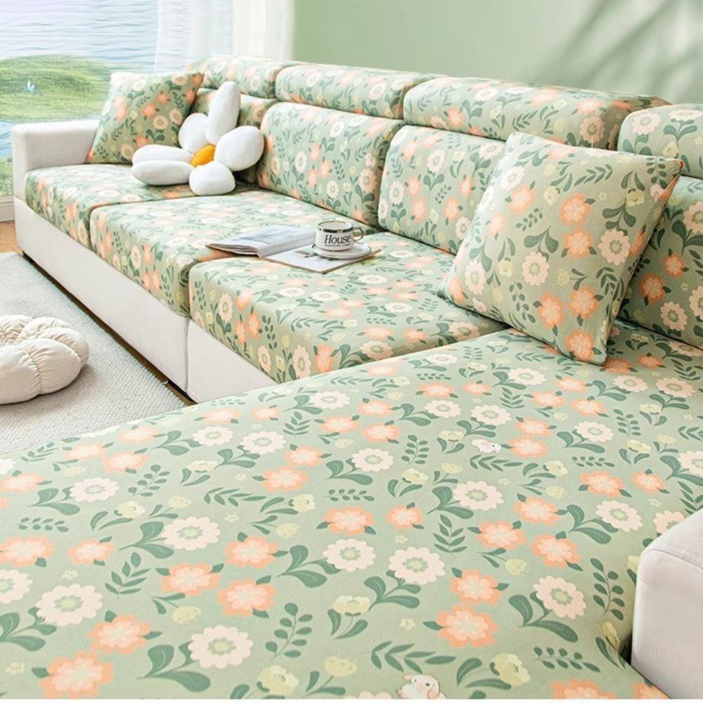 

2025 новый печатный чехол на диван из ледяного шелка летний всевключающий универсальный коврик подушка для сиденья нескользящая спинка шляпа для дивана 45 * 45Cm pillow cover