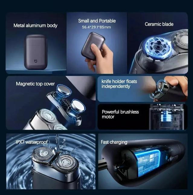 XIAOMI MIJIA Electric Shavers S600 Portable Razor Men Type-C Rechargeable Shaving Beard Machine Trimmer Dry Wet Shaving Washable