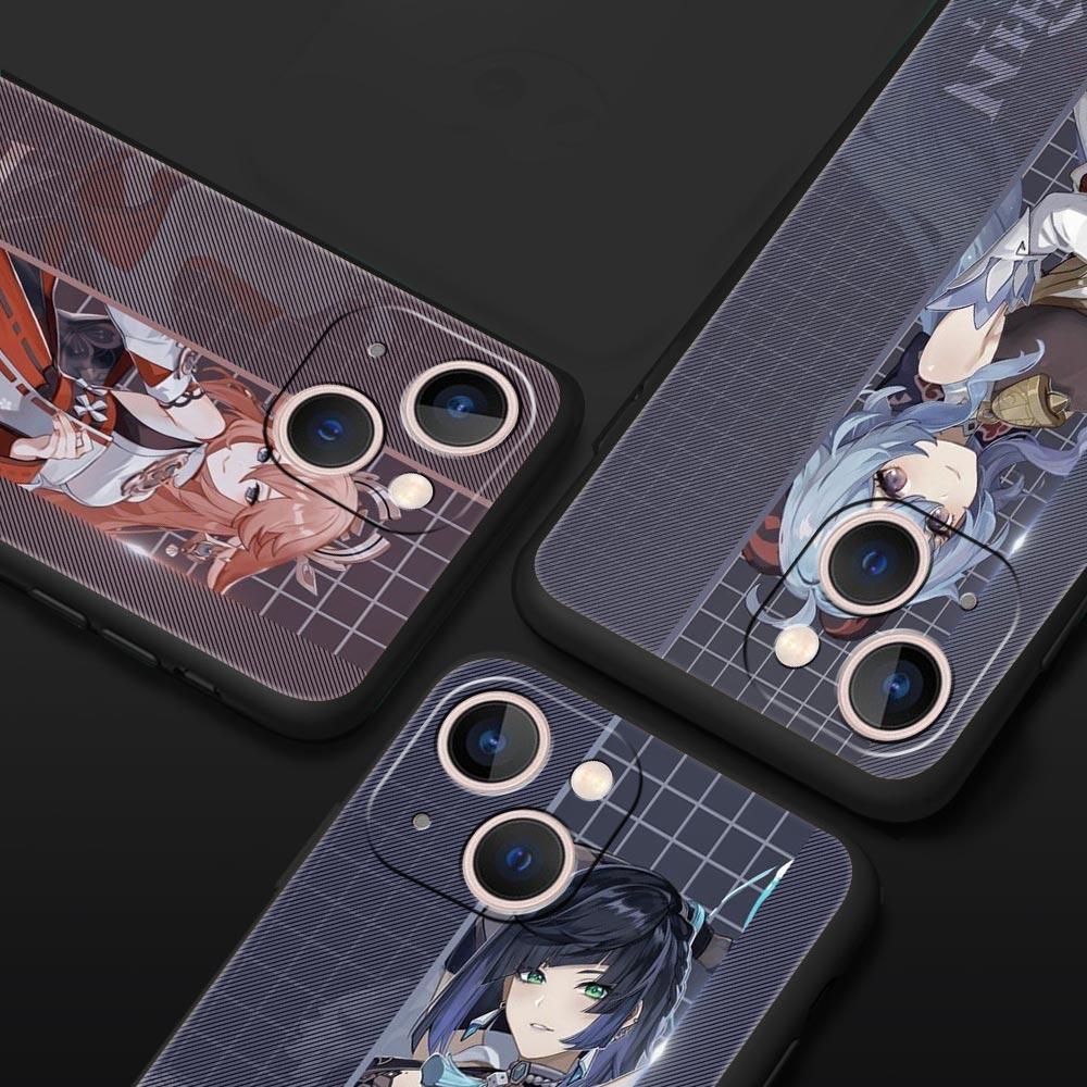 Genshin Impact Game Role For iPhone 11 12 13 15 14 Pro Max Phone Case X XR XS 7 8 Plus SE 2020 Luxury Black Soft Cover Funda
