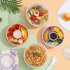 With Sauce Box and Fork Round Salad Box Double Layer Compartment Lunchbox Food Grade PP Sealed Fresh-keeping Box Outdoor