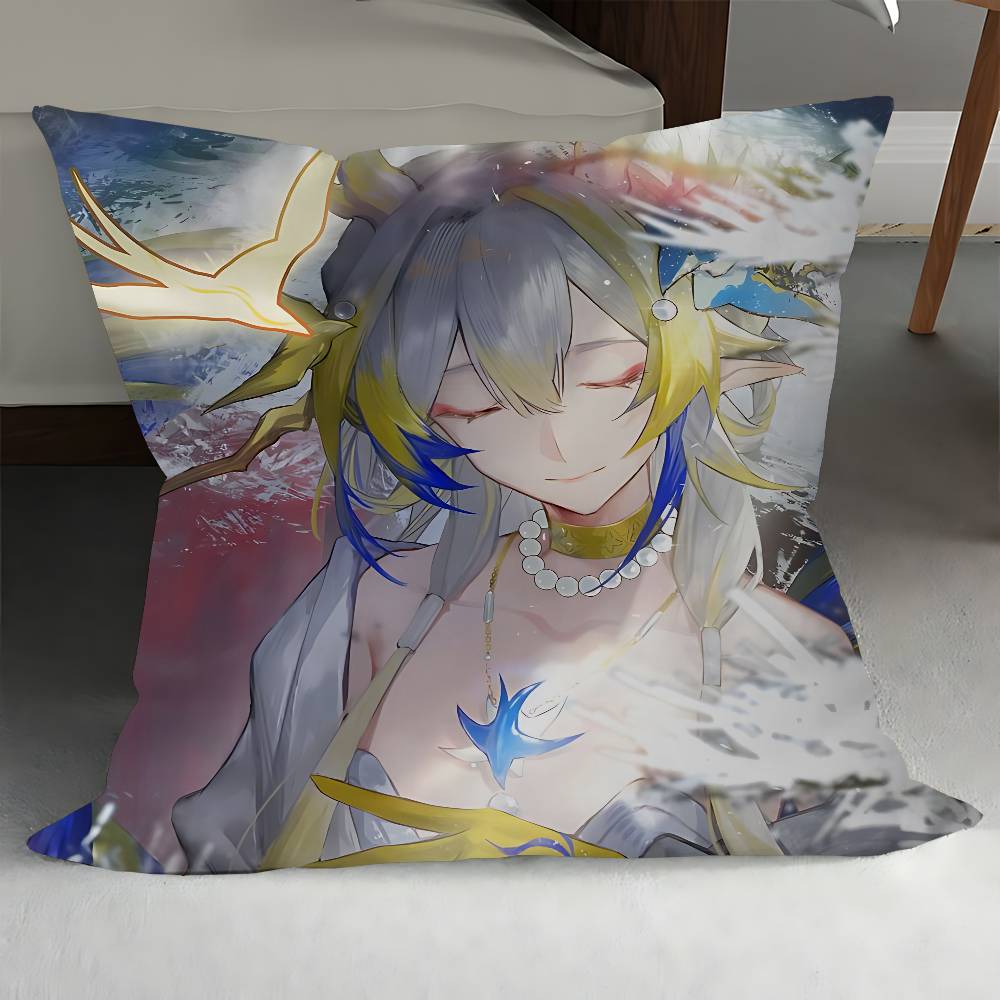 Arknights Shu Kissenbezüge Cartoon Sofa Dekorative Zuhause Doppelseitiger Druck Kurzplüsch Niedlicher Kissenbezug