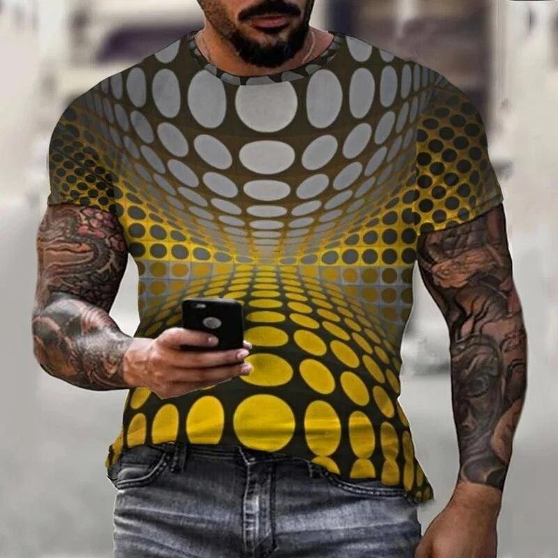 Colorful Swirl Abstract 3D Printing Men's T-Shirt Short Sleeve Streetwear Fashion Casual Sports Oversized