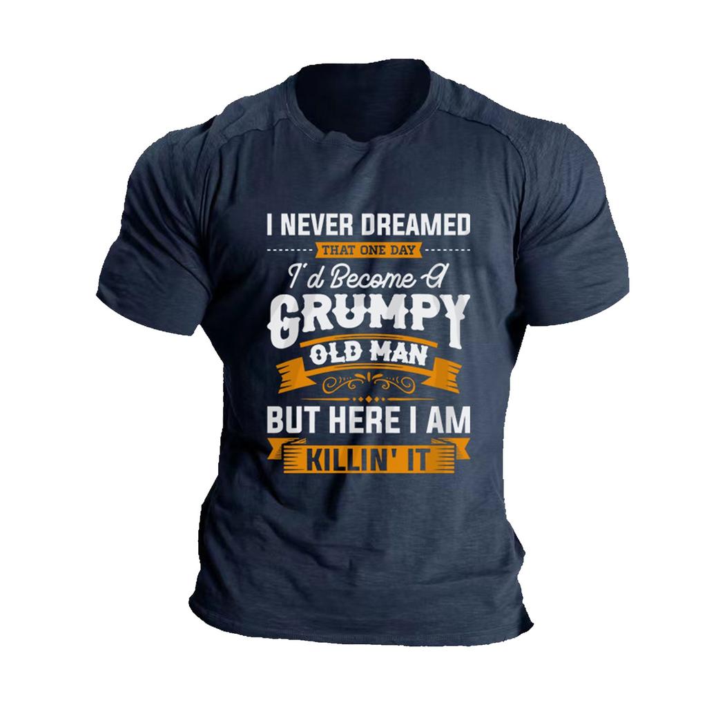 Pánská letní trička s krátkým rukávem s potiskem Pánská letní ležérní móda Prodyšná trička s krátkým rukávem