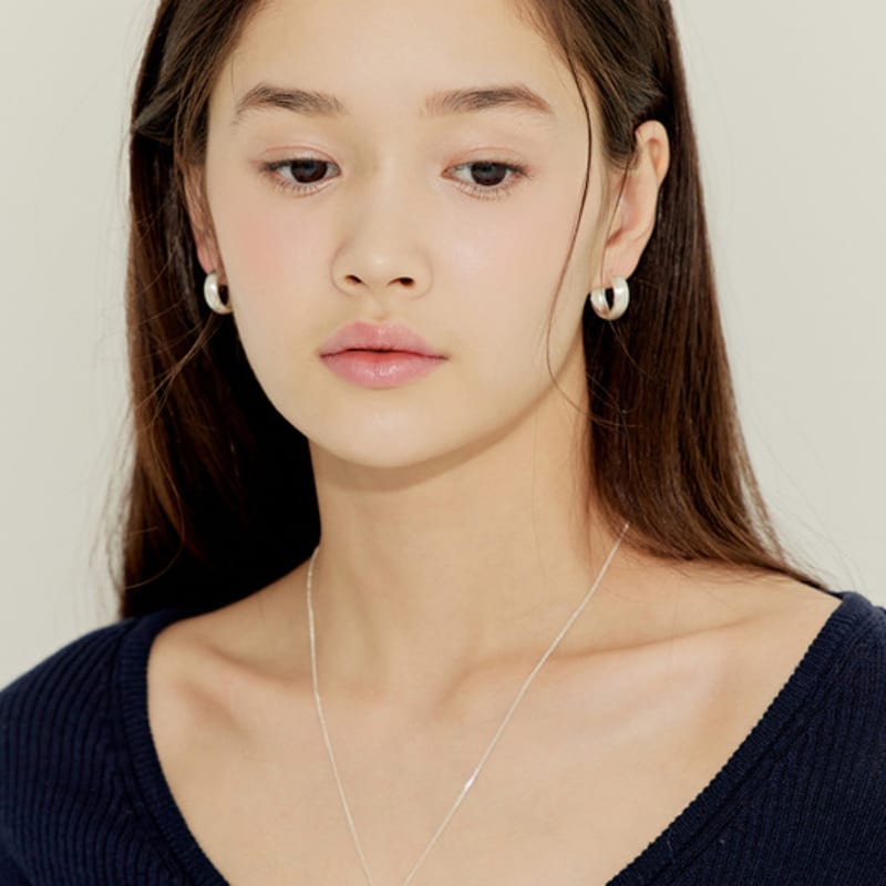 Murmur [925silver]Chic Matt Hoop Earrings