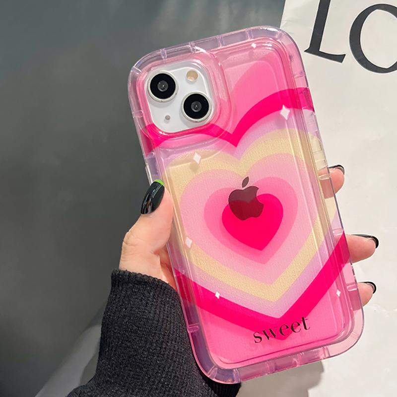 Funda con cojín de aire con forma de corazón para iPhone 11, 12, 13, 14 Pro Max, 14 Plus, funda de silicona suave a prueba de golpes