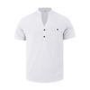 Linen Men's T-Shirt Loose-Fit Casual Workwear Commuter Menswear Short-Sleeved Henley Pocket Shirt