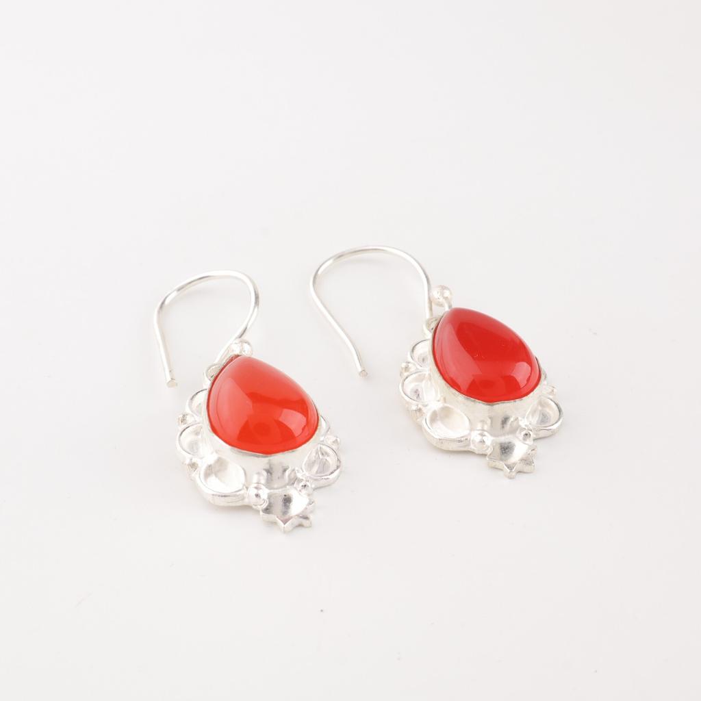Carnelian Gemstone 925 Sterling Silver Handmade Jewelry Drop/Dangle Earrings EE-163-33
