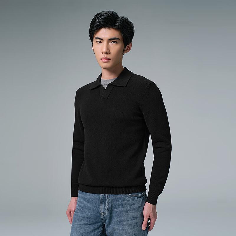 Lilanz Men's 2025 Winter Faux Two-Piece Seagull Collar Wool Sweater