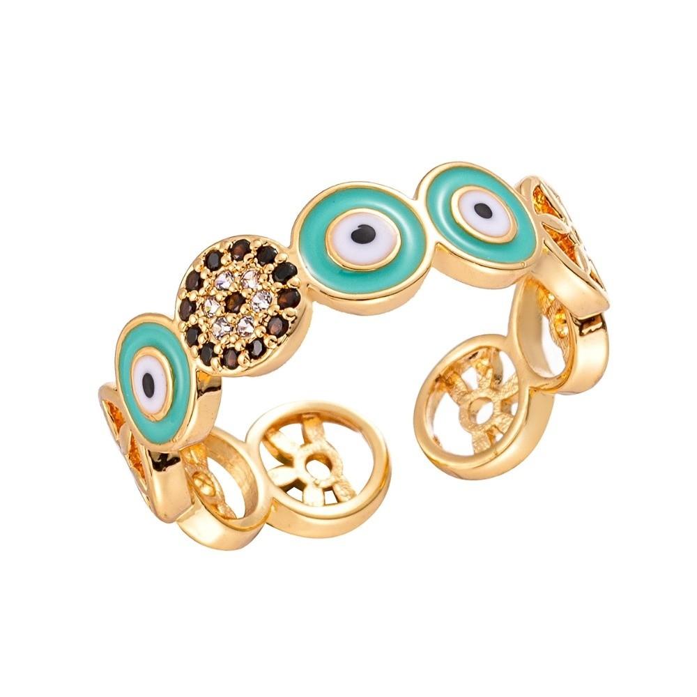 Zinc Zinc Alloy Copper Devil's Eye Ring Vintage Opening Finger Ring Glaze Luxury Ring  Clothes Accessories