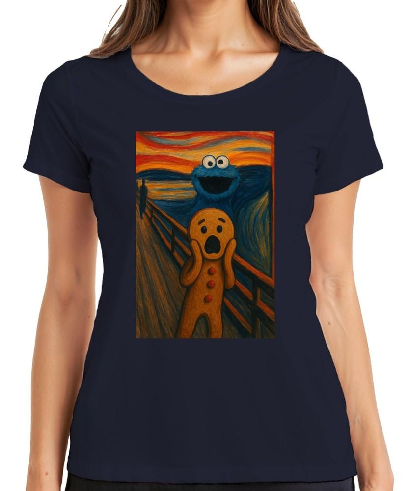 Cookie Monster The Scream Gingerbread Unisex Painting Carnival Funny Ladies Tshirt S