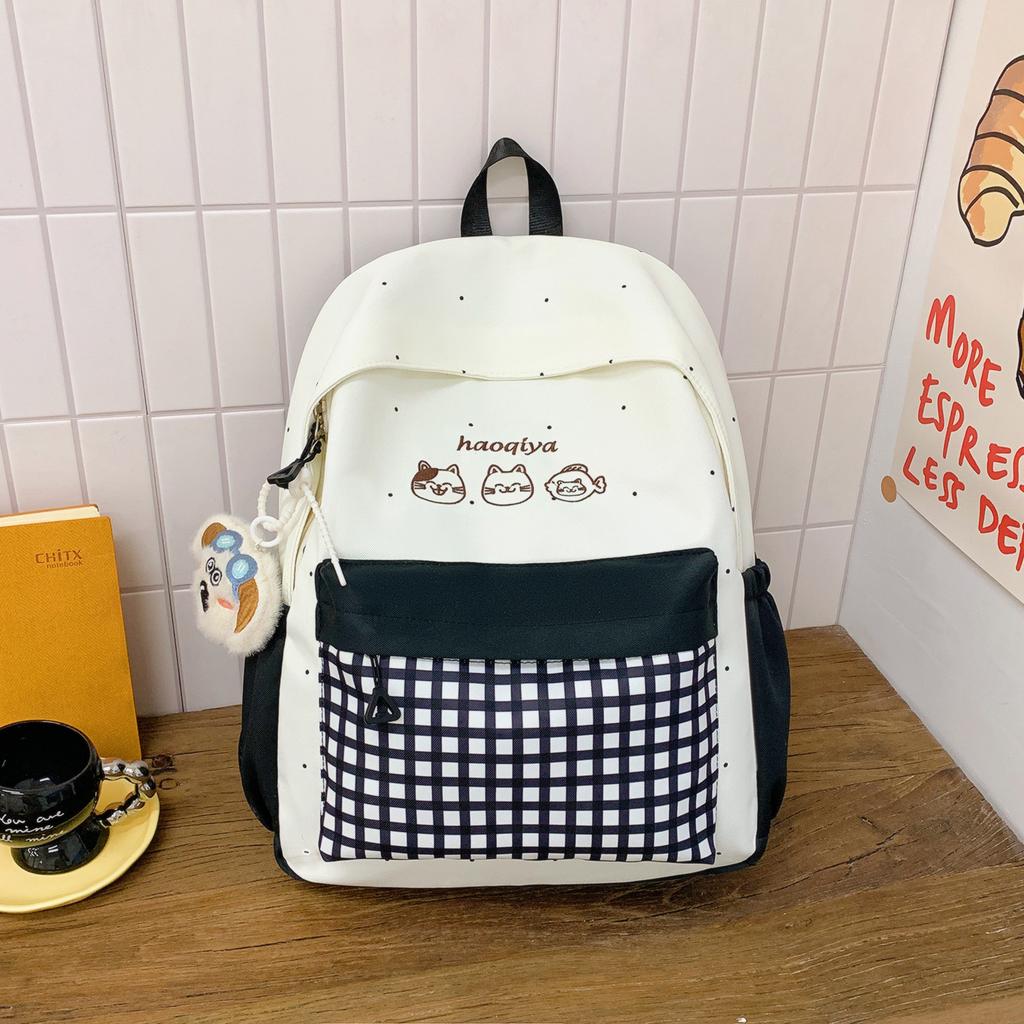 Schoolbag new contrasting color small fresh backpack female high school college student large capacity lightweight schoolbag Mori simple backpack