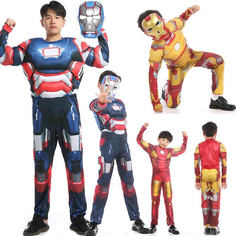 Tony Avengers Stark Adult Boy Superhero Costume Cosplay Outfit Jumpsuit