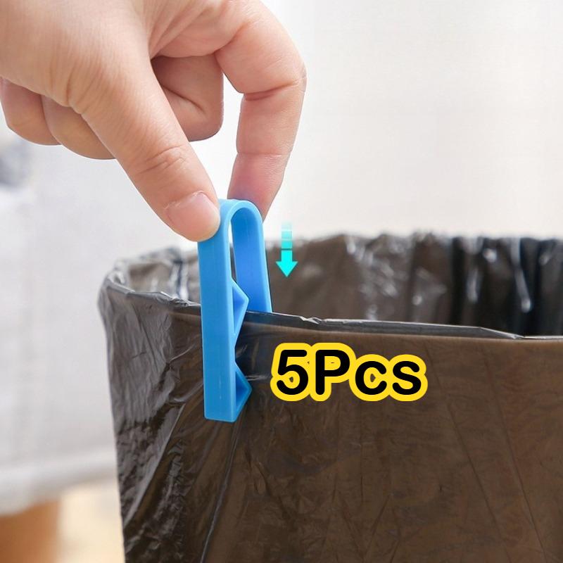 5Pcs Plastic Kitchen Garbage Bin Clip, Set of Bag Clips Anti-Slip Fixation Clamp for Trash Cans and Garbage Bins
