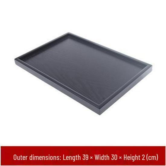 Rectangular Japanese Black Wooden Serving Tray - Solid Wood Plate for Dinner, Tea, or Water Cups. Perfect for Retro Restaurant Decor.