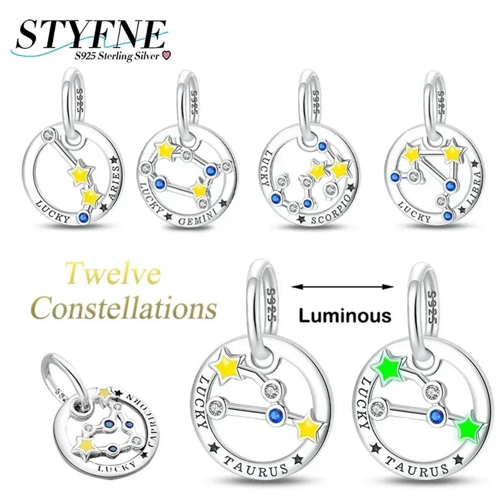 Charm Bead Charms Plata Originales Twelve Constellations Bead Charms for Charm Bead Charms copper Bracelets Jewellery Making Womens Gift
