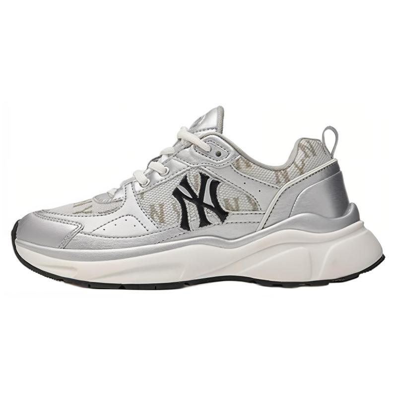 MLB Fast Ball Classic Monogram Slip Resistant Abrasion Resistant Low top Chunky Sneakers Unisex Silver Sneakers 3ARNFSB4N-50SIS 44
