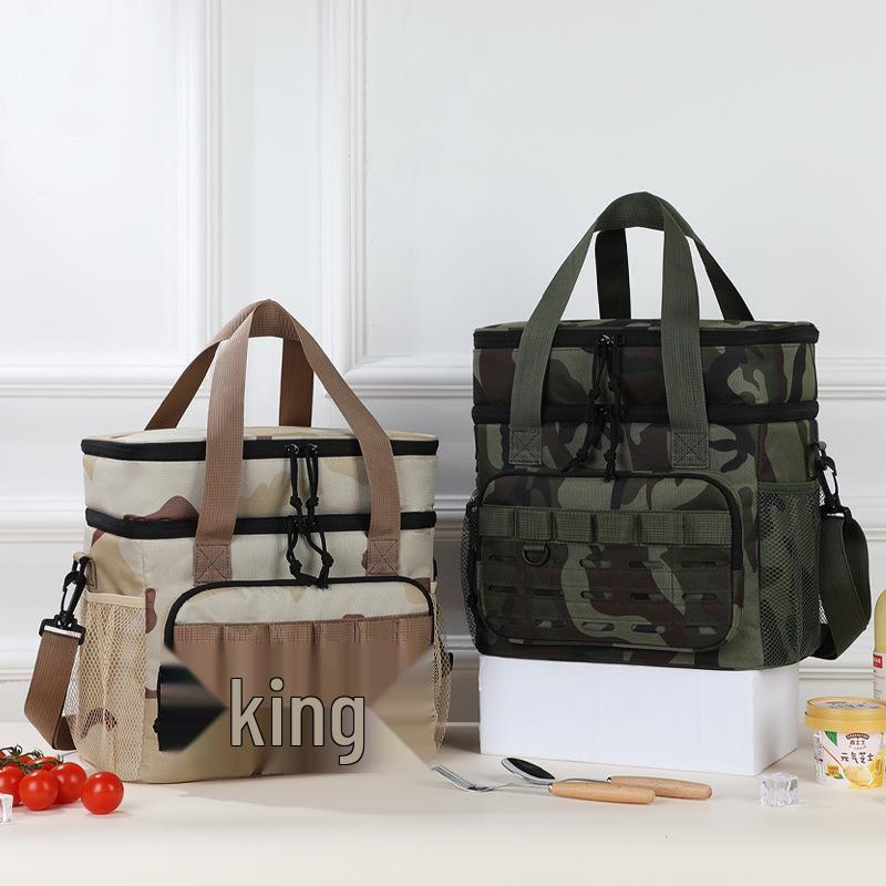 Camouflage Double-Layer Insulated Picnic & Camping Bag - Large Capacity Crossbody Thermos Bag