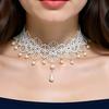 1PC White Lace Necklace Fairy Style, Wedding Accessories Stylish Retro Cos Ladies Collarbone Chain, Adjustable