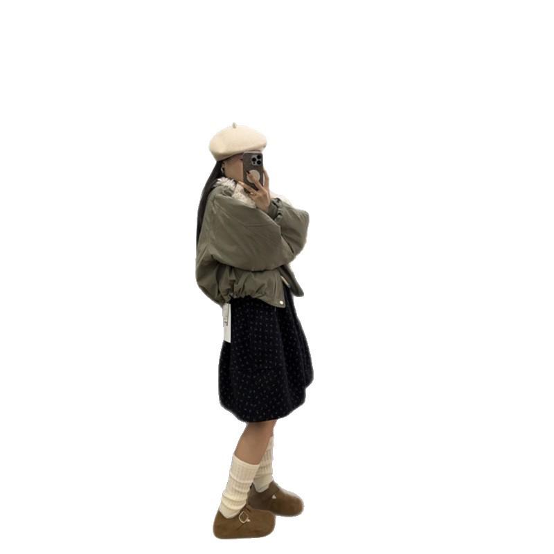 2025 Korean Style Floral Slimming Winter Plush Skirt