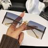 New European and American curved lenses leopard head metal frameless trimmed high-end sunglasses European and American sunscreen glasses