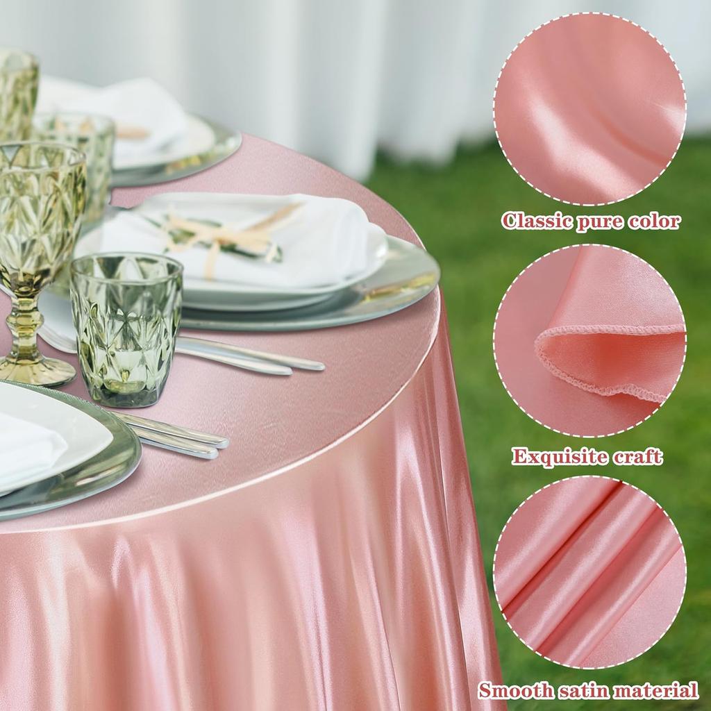 Round Table Cloth Satin Table Cover Gold Polyester for Wedding/Banquet/Restaurant -Silky Satin Dining Soft Table Decorations