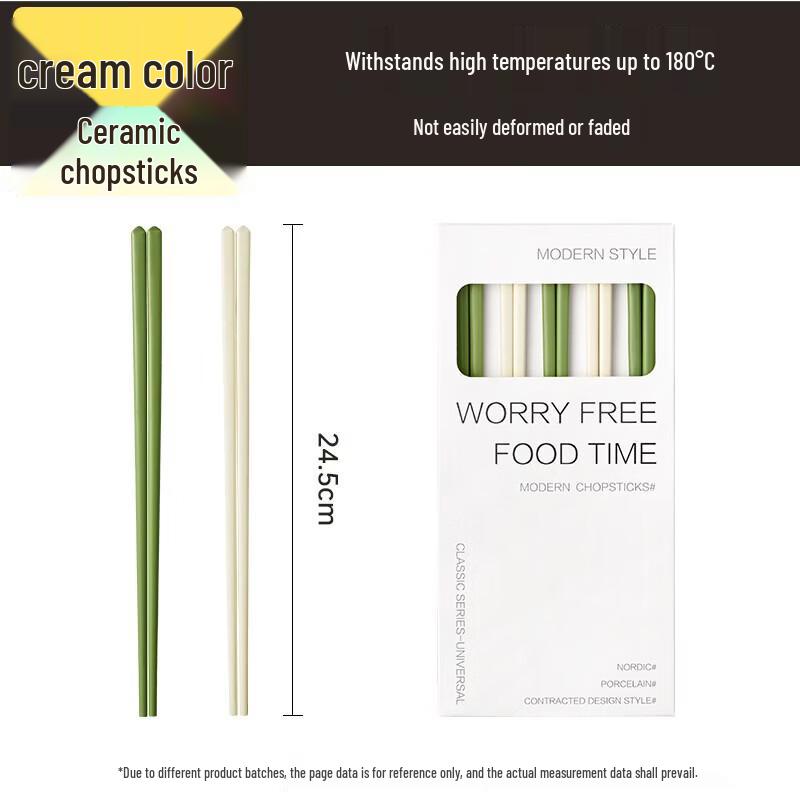 COOKER KING Cream Ceramic Chopsticks - 5 Pairs