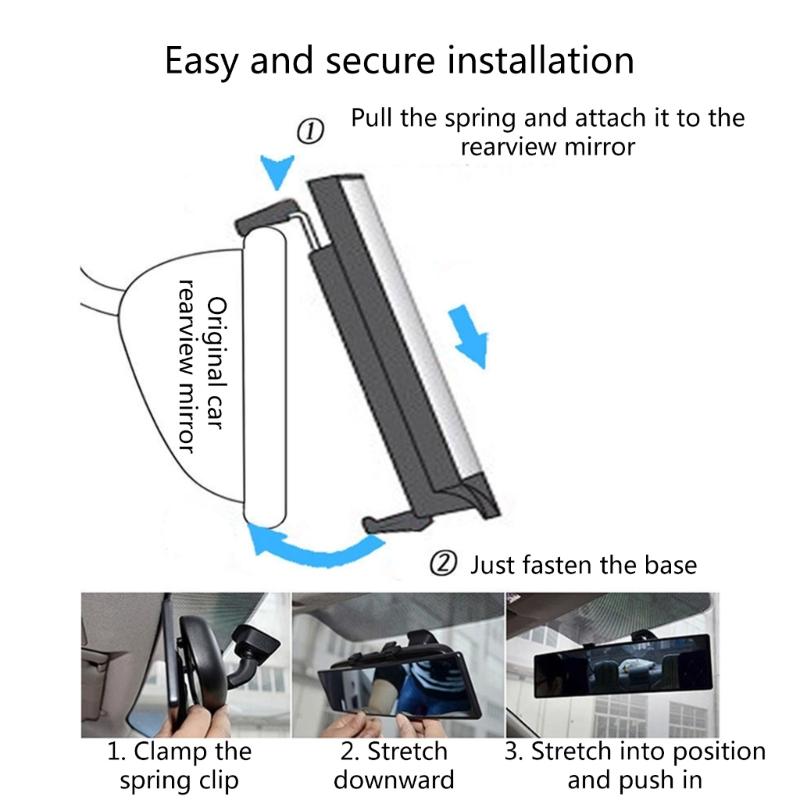 Interior Clip On Panoramic Rearview Glass Plastic Car Interior Rearview Glass