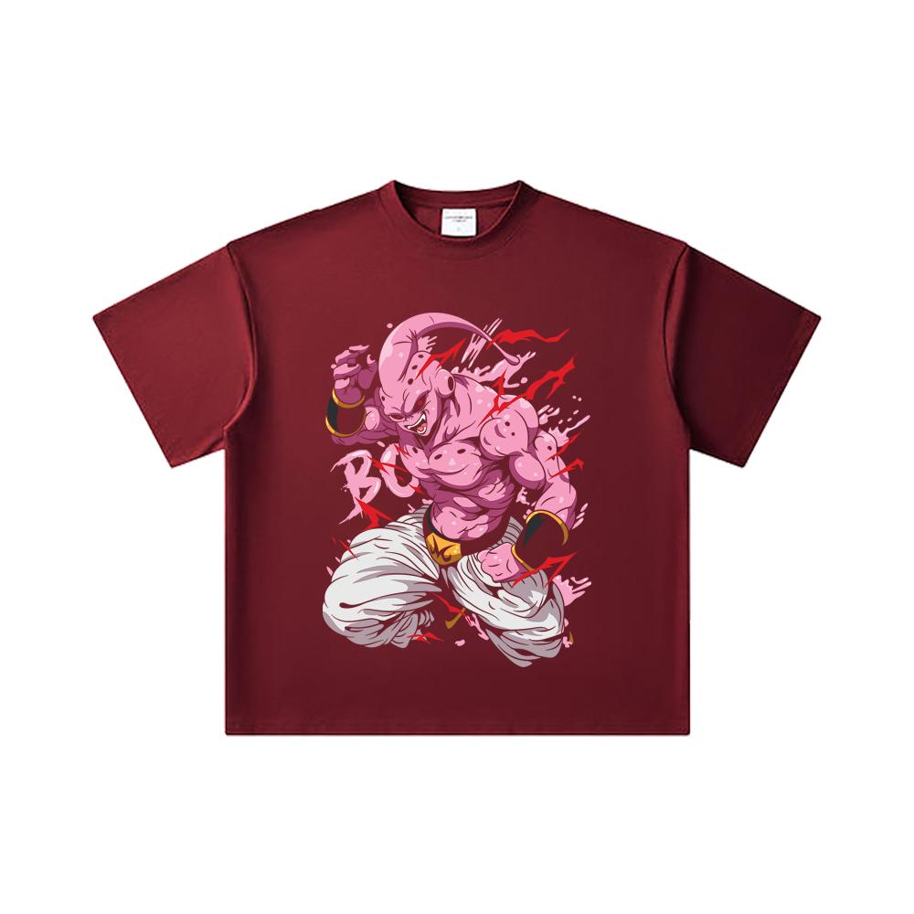 260 GSM Double Yarn 32 Count 100% Cotton Dragon Ball V13 Majin Buu Print Unisex Heavy Cotton T Shirt