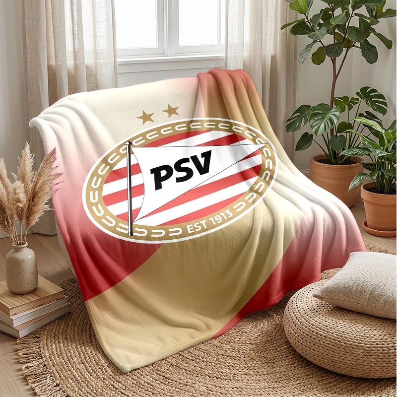 PSV Eindhoven FC Coperta Morbida in Pile di Flanella Leggera Accogliente Calda Coperta da Divano Letto Decorazione per la Casa