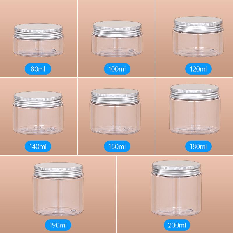 

68mm Wide-Mouth 100ml PET Transparent Bottle with Aluminum Lid for Creams and Masks