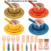 Kid Wooden Dinnerware Toy Set Safe Wood Kids Kitchen Playset Funny Toddler Kitchen Toy Children Kitchen Cutlery and Plate Toy
