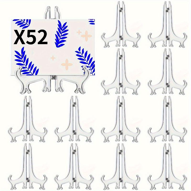 Set of 52 Clear Plastic Classic Style Easels - Display Stand Plate Holders for Pictures Artworks and Plaques. Black