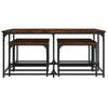  Coffee Tables, Nestable, 5 Pieces, Smoked Oak