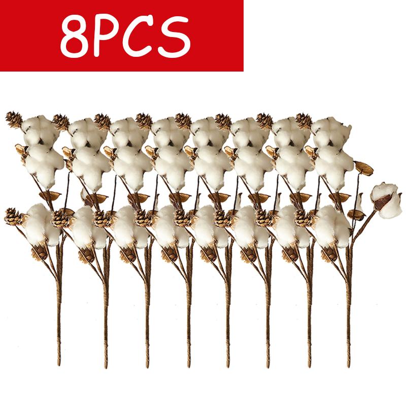 Decorazione floreale per la casa con stelo di cotone artificiale naturalmente essiccato