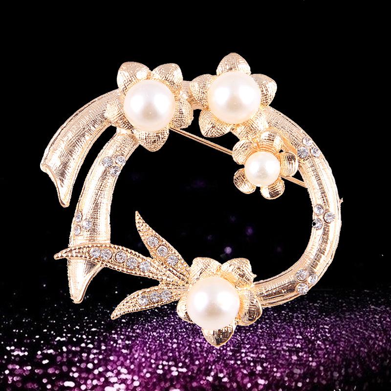 Lanhao Hot-Selling Pearl Swan Rhinestone Flower Brooch - Japanese & Korean Fashion Accessories for Women